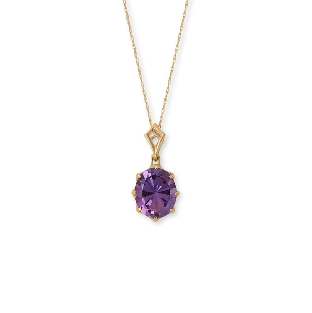 Our captivating amethyst necklace, a true embodiment of elegance and sophistication. Crafted with utmost precision, this 18" 14kt gold necklace showcases an exquisite openwork pendant adorned with a meticulously cut 12mm x 10mm amethyst stone. The necklace is flawlessly finished with a spring ring closure, ensuring both security and comfort. Elevate your style with this alluring piece, a testament to the timeless allure of amethyst.