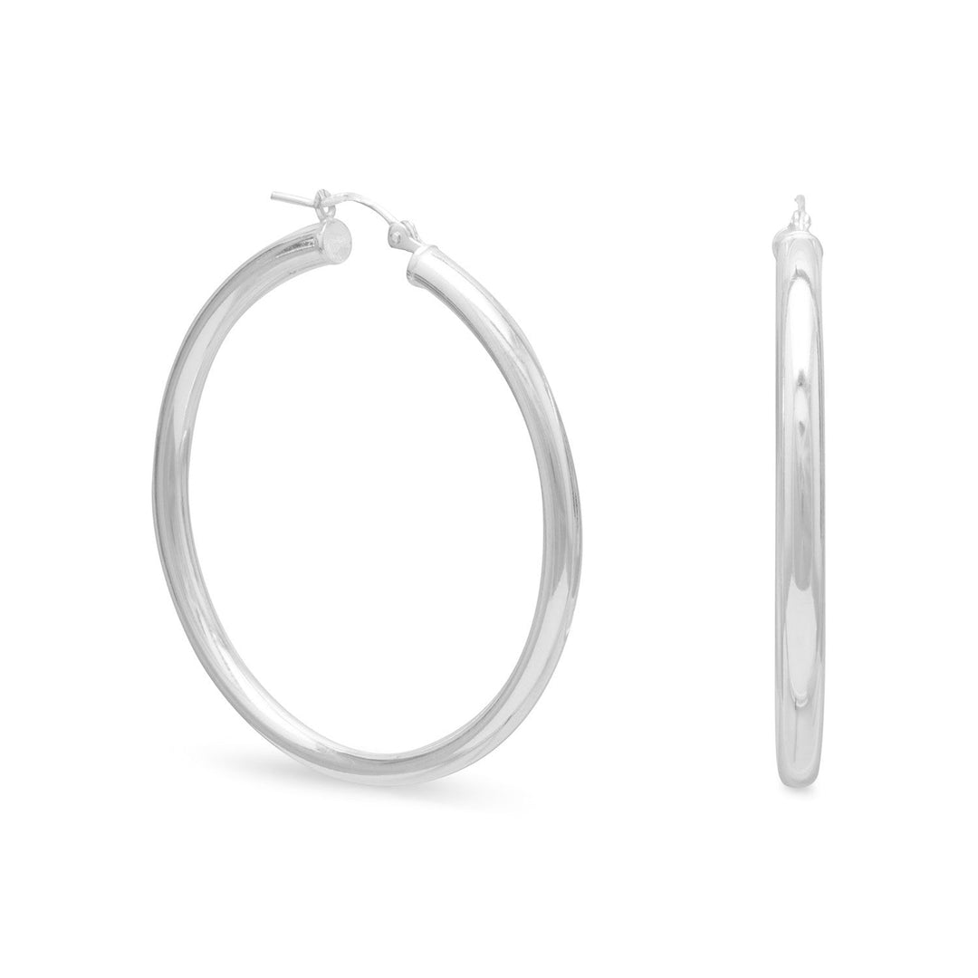 3mm x 40mm hoop earrings..925 Sterling Silver