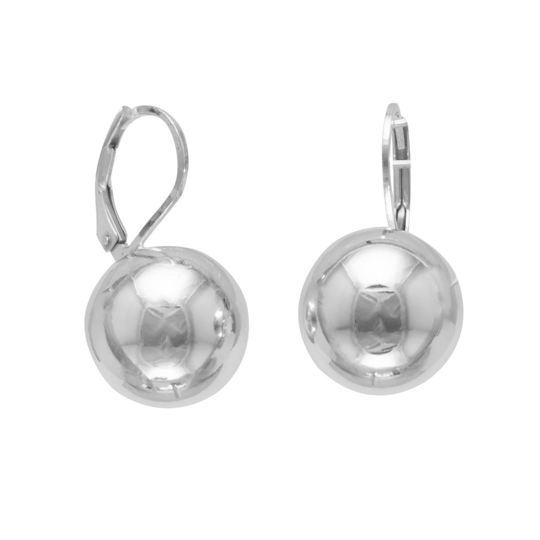 Sterling SIlver 14mm ball lever back earrings..925 Sterling Silver