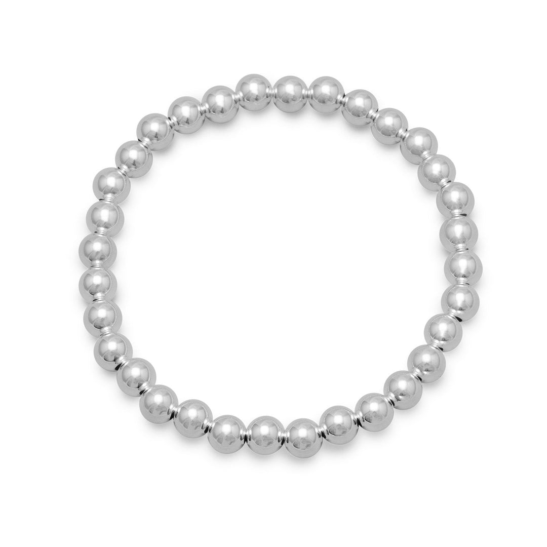 Our exquisite 6mm sterling silver bead stretch bracelet, crafted with utmost precision and elegance. Made from .925 sterling silver, this bracelet exudes luxury and sophistication. Its timeless design effortlessly complements our other sterling silver bead jewelry collection pieces, allowing you to create a stunning ensemble. Elevate your style with this impeccable accessory, a true embodiment of refined taste and opulence.