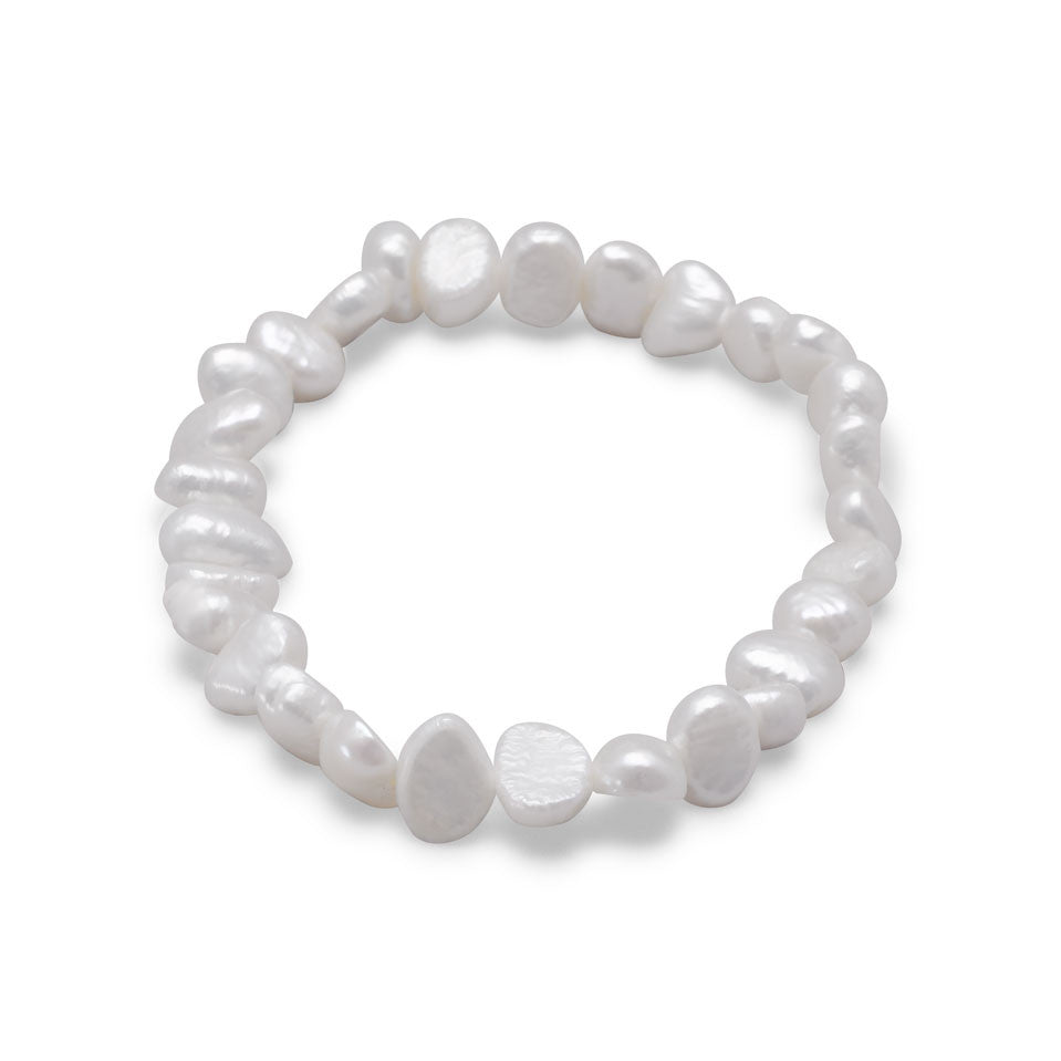 Introducing the Classic White Cultured Freshwater Pearl Stretch Bracelet. This bracelet is a timeless piece of jewelry that exudes elegance and sophistication. This best-selling design is crafted with the finest quality cultured freshwater pearls, each measuring 5-6mm in size.