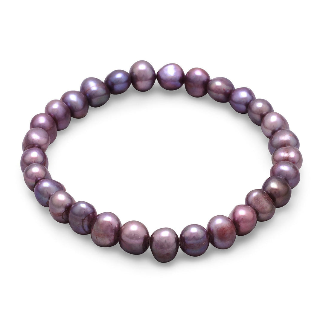 Introducing the Dyed Plum Cultured Freshwater Pearl Stretch Bracelet, a stunning piece of jewelry that exudes elegance and sophistication. Crafted from high-quality cultured freshwater pearls, this bracelet features a range of sizes, ranging from 5-6mm, ensuring a unique and eye-catching appearance.