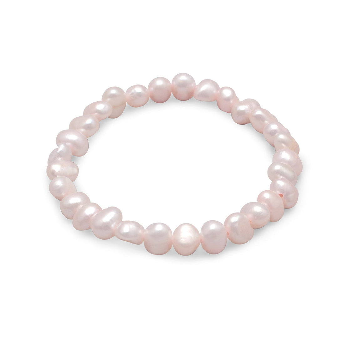 Introducing the Dyed Pink Cultured Freshwater Pearl Stretch Bracelet, a stunning piece of jewelry that exudes elegance and sophistication. Crafted from high-quality cultured freshwater pearls, this bracelet features a range of sizes, ranging from 5-6mm, ensuring a unique and eye-catching appearance.