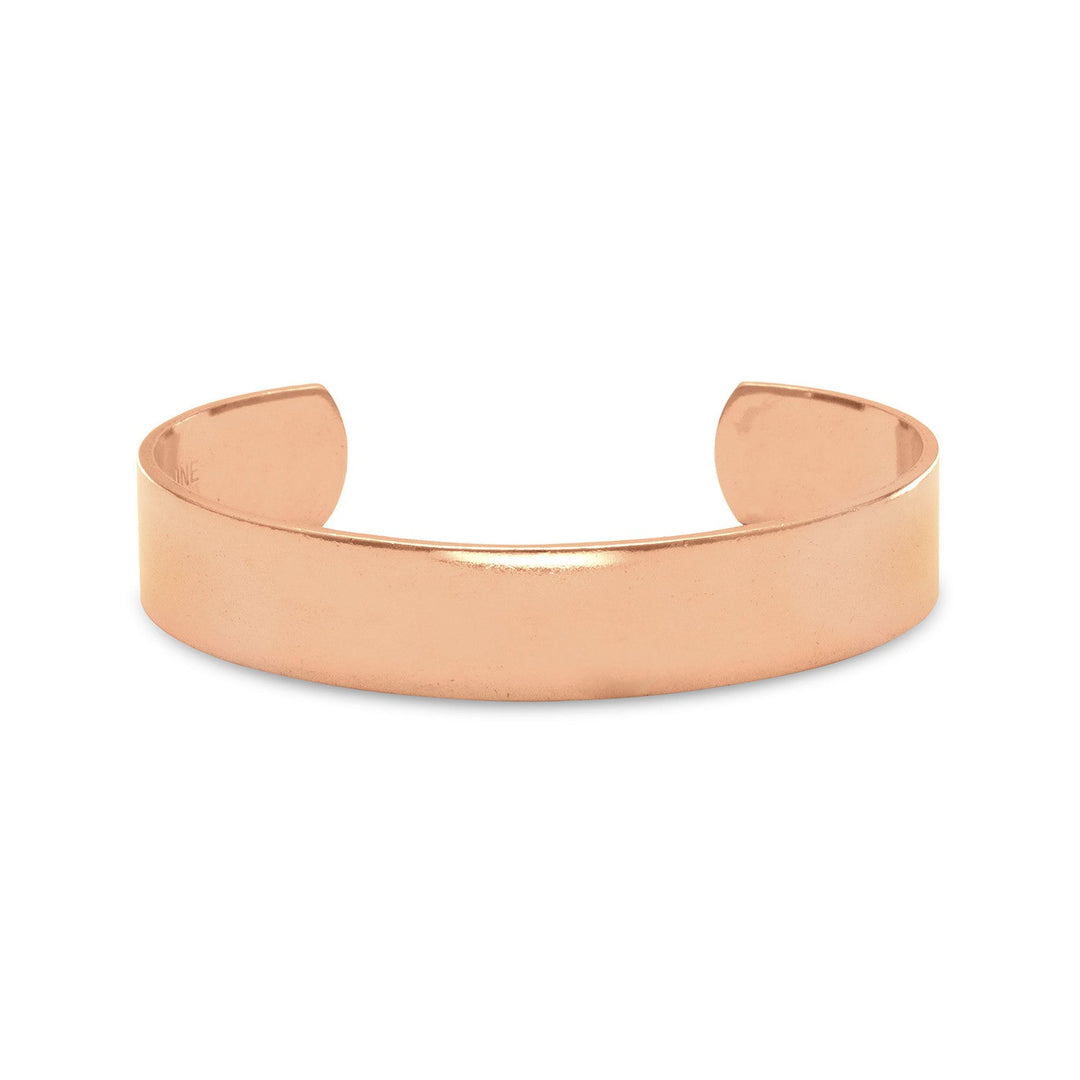 Introducing our 12.5mm polished solid copper cuff bracelet, a stunning accessory that exudes elegance and simplicity. Crafted from high-quality copper, this bracelet is both lightweight and durable, ensuring long-lasting wear. Its adjustable design allows for a comfortable and secure fit, making it suitable for both men and women.