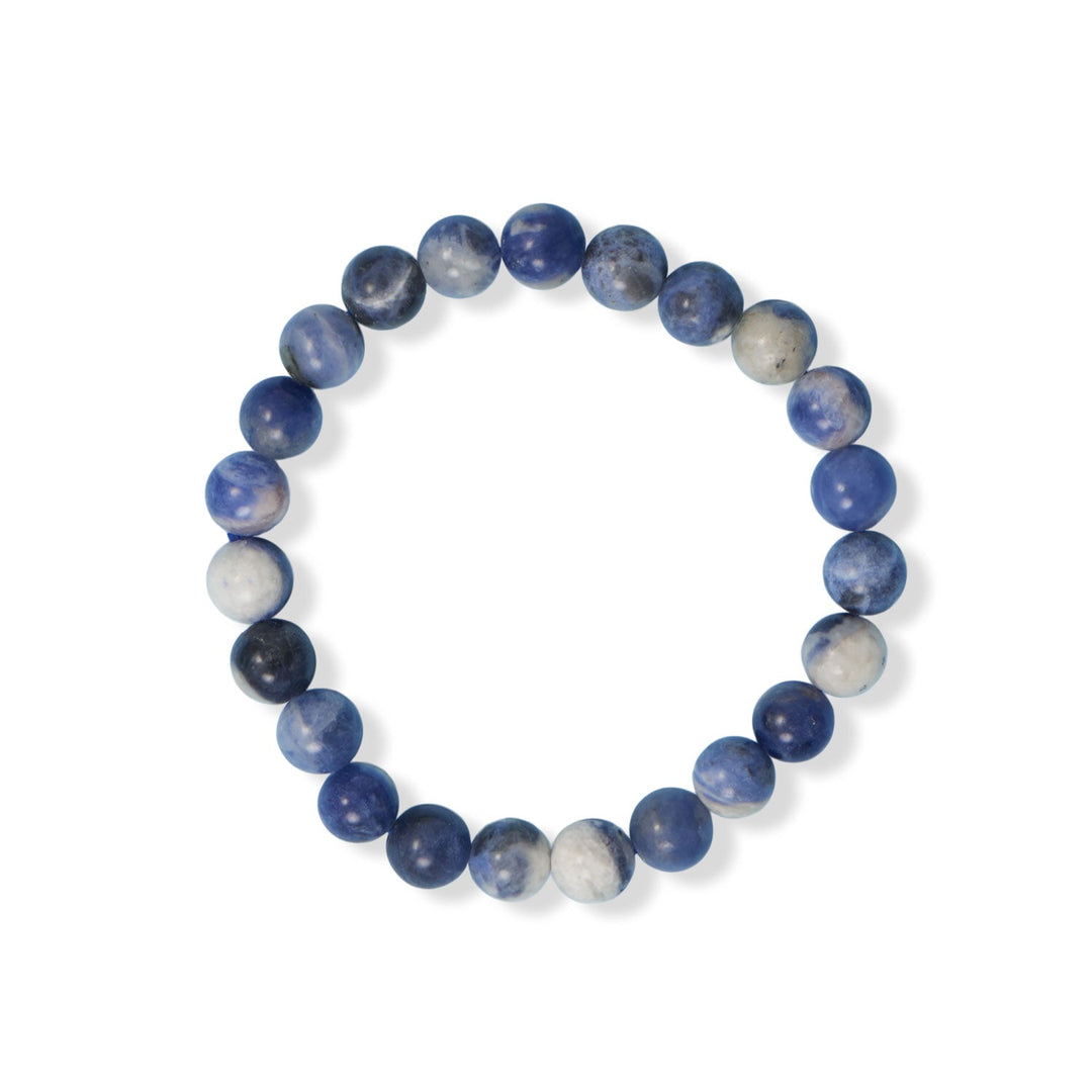 Introducing the 8mm Sodalite Bead Stretch Bracelet, a stunning piece of jewelry that exudes elegance and sophistication.Sodalite is a beautiful blue mineral that is known for its healing properties. Sodalite is also said to help with insomnia, anxiety, and other stress- This bracelet features 8mm sodalite beads that are strung together on a durable stretch cord, making it easy to slip on and off.