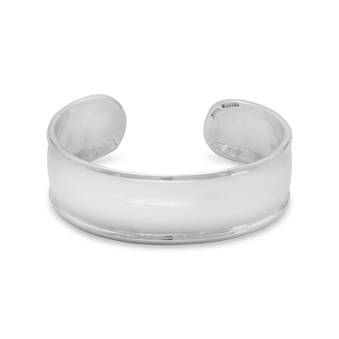 Handcrafted 19mm cuff bracelet with edge. This cuff is crafted entirely by hand, please allow for minor variances. <br>.925 Sterling Silver
