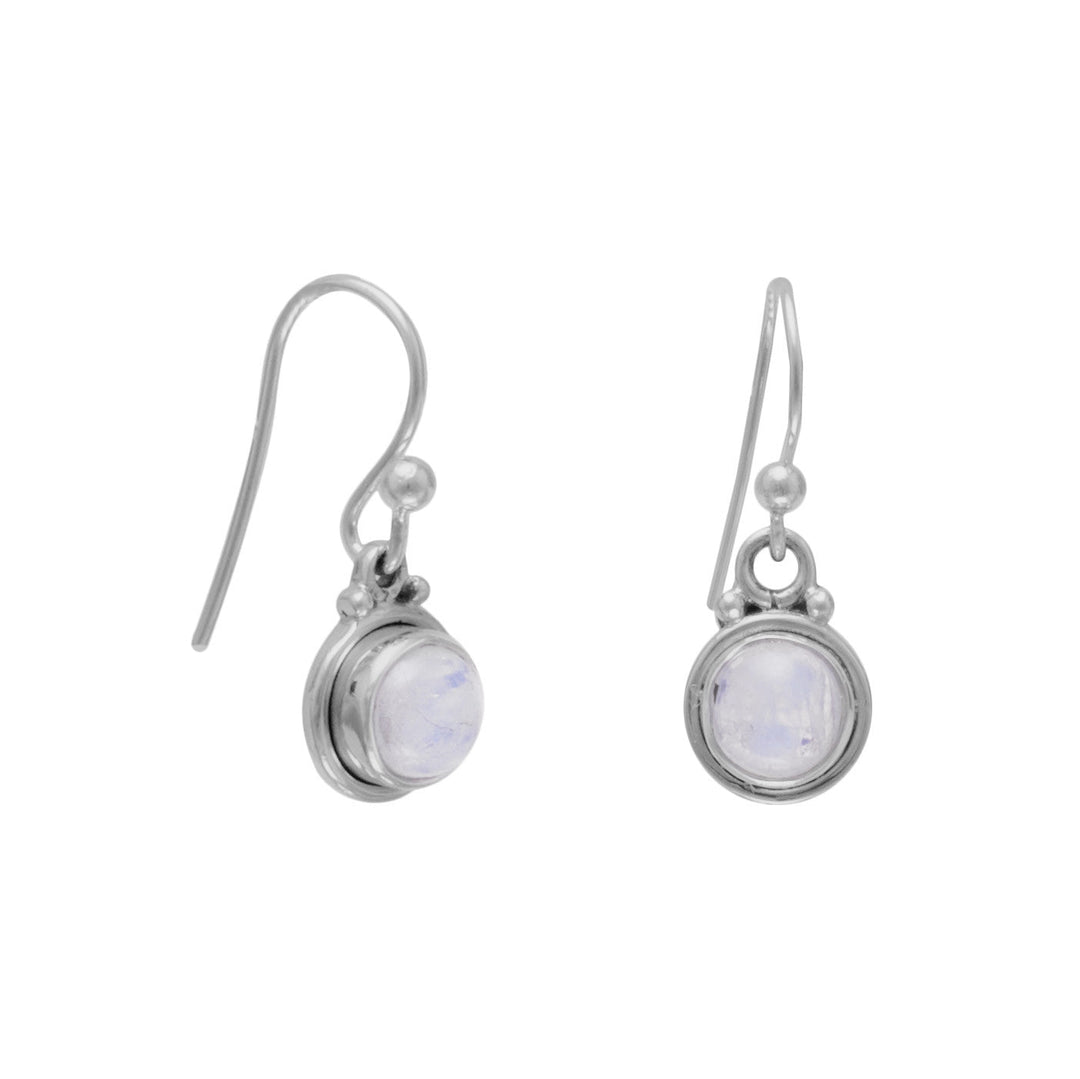 Polished sterling silver 6mm rainbow moonstone french wire earrings. Earrings hang 24mm. .925 Sterling Silver