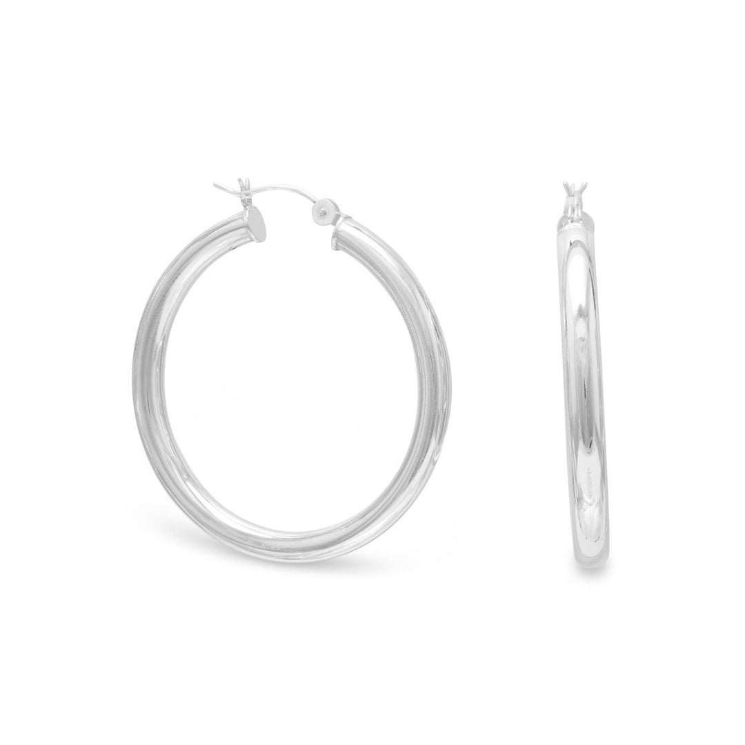 Sterling Silver 4mm x 40mm Click Hoop Earrings