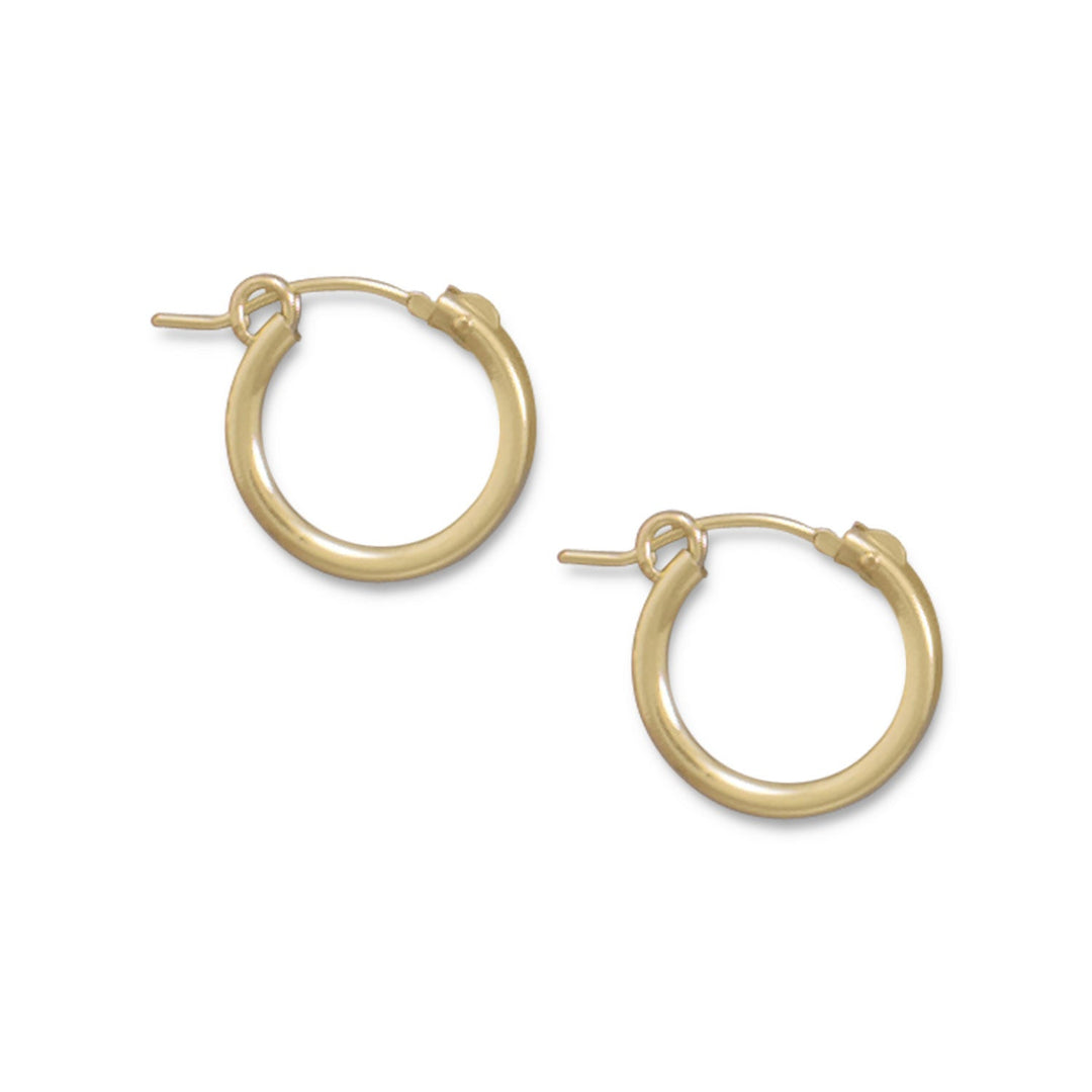 12 Karat Gold Filled 2mm x 15mm Hoop Earrings