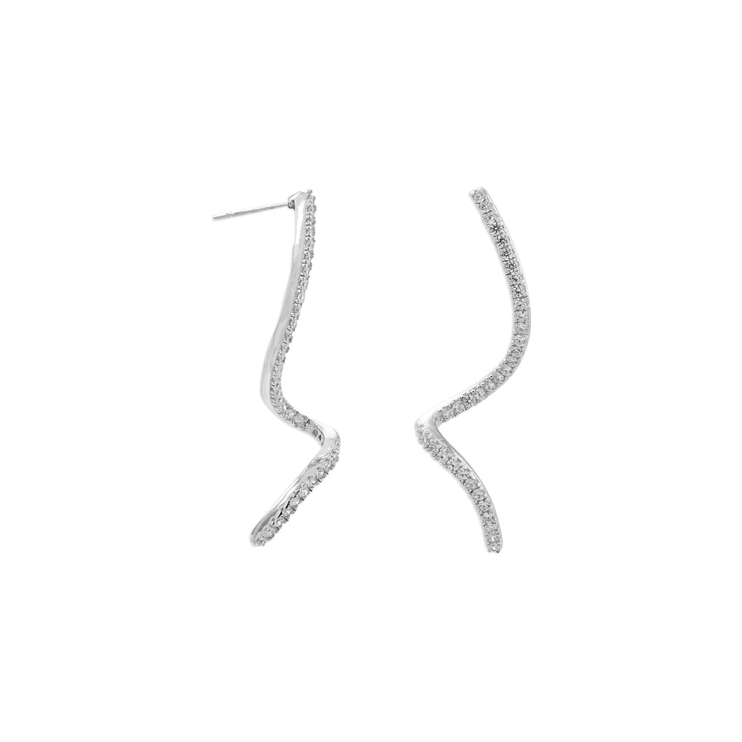 Crafted with utmost precision, these earrings boast added dimension that adds interest to your overall look. The bar measures 1.8mm wide and flaunts a total of 72 1.2mm Cubic Zirconia's per pair, making for a dazzling display of elegance. With a maximum width of 10mm and a hanging length of 35.5mm, these earrings are perfectly sized to complement any outfit.