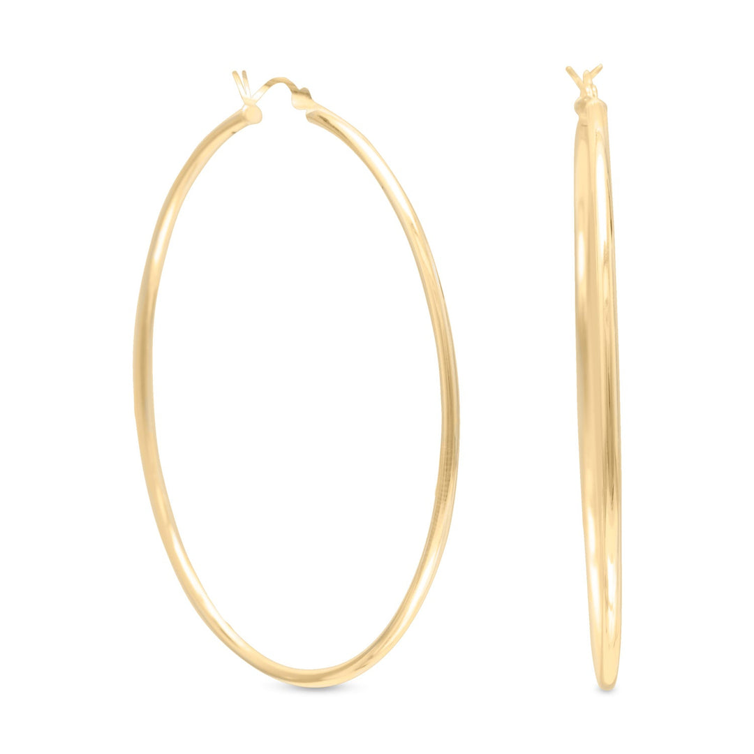 14 Karat Gold Click Hoop 2mm x 60mm Earrings