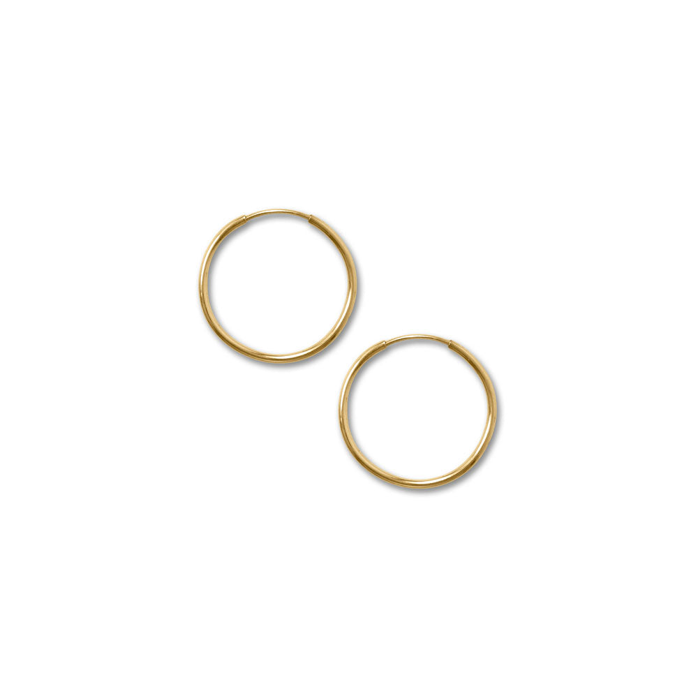 Lovely and lightweight. 14/20 gold filled endless hoops are 20mm in diameter, tubing is 1.25mm. 14/20 Gold Filled