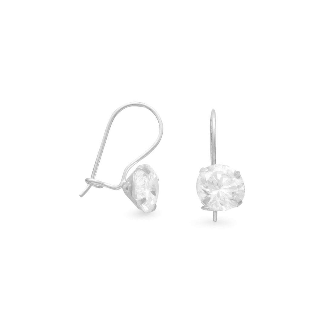 Introducing our exquisite 8mm CZ wire earrings, crafted with delicate French wire and adorned with a single 8mm cubic zirconia. These earrings are a perfect blend of beauty and value, showcasing the brilliance and sparkle of cubic zirconia.