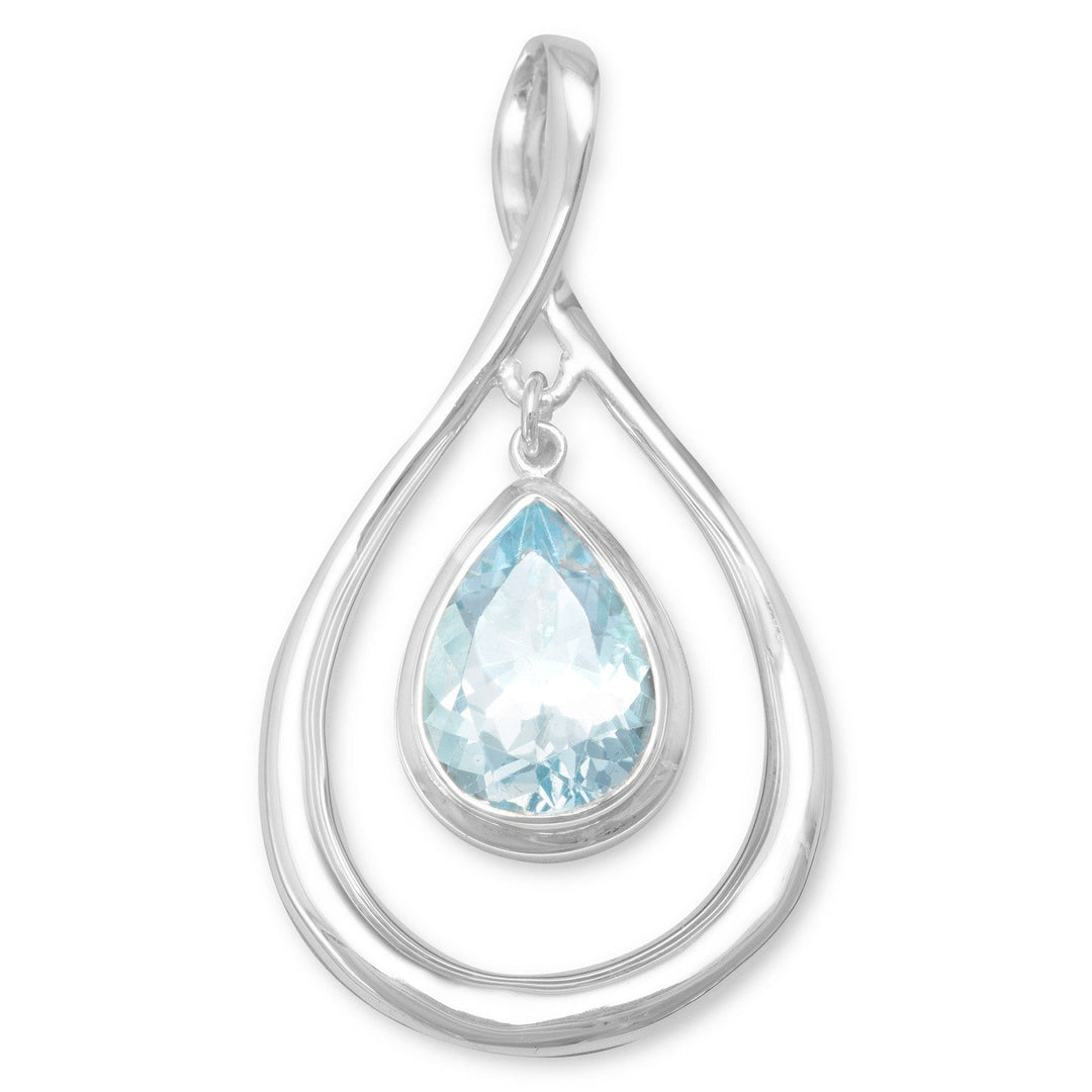 Introducing our exquisite polished sterling silver pear shape slide, adorned with a mesmerizing 16mm x 12mm faceted light blue topaz. Crafted with .925 Sterling Silver, it effortlessly complements our 3mm Domed Omega Sterling Silver Necklace. Experience the perfect fusion of elegance and worth.