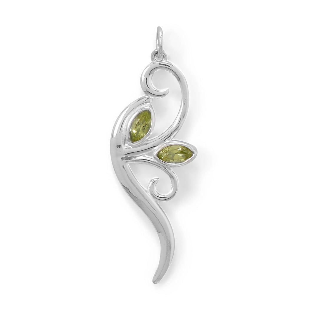 LEAF it to this pendant to complete any outfit! Sterling silver pendant with peridot leaves. Pendant measures 14.5mm x 35.5mm, and peridot is 4mm x 8mm.
