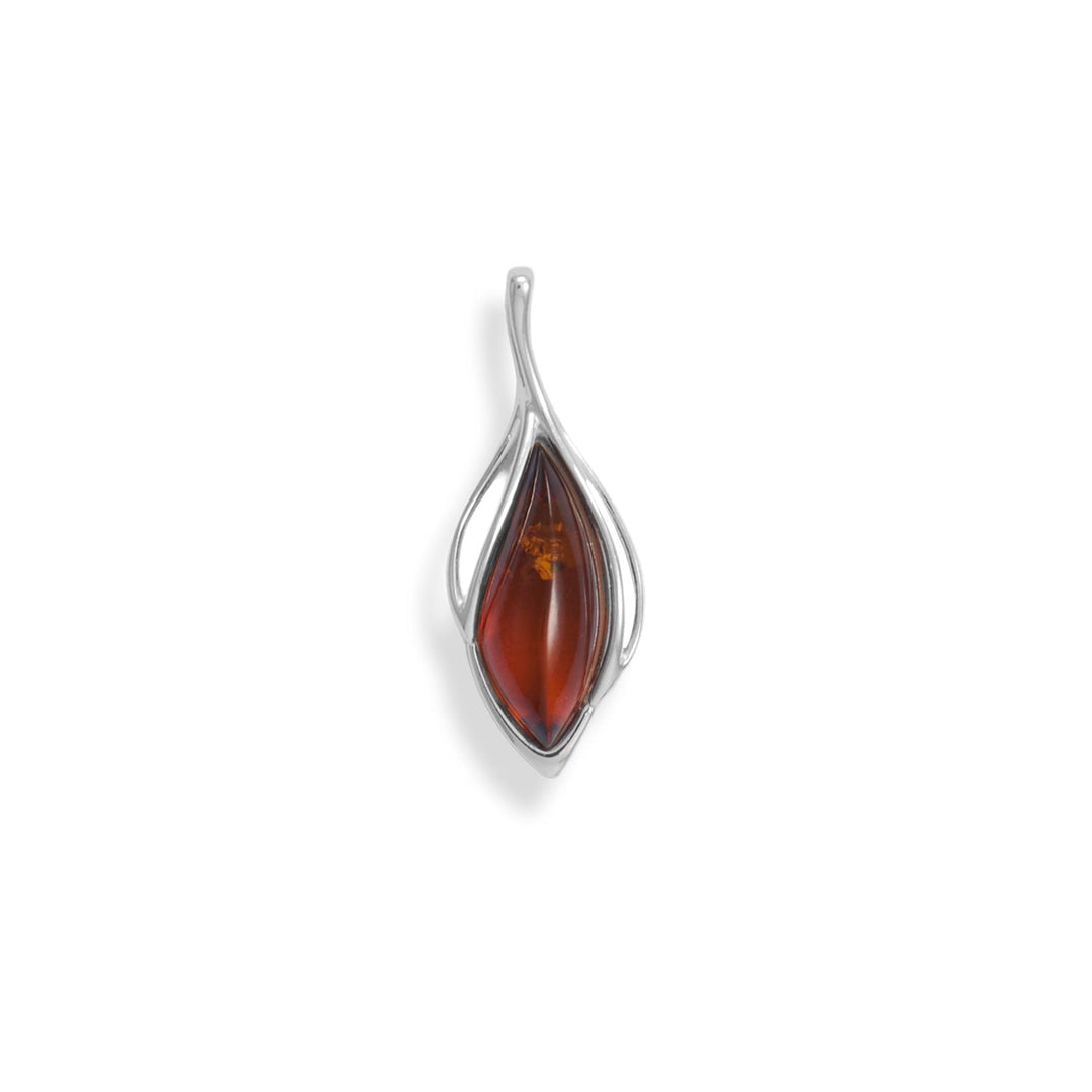 A classic, polished look. Shiny sterling silver cutout slide pendant features a 20.5mm x 8mm genuine Baltic amber. Entire pendant is 34.3mm x 13.2mm. Genuine Baltic amber is from Poland .925 Sterling Silver 