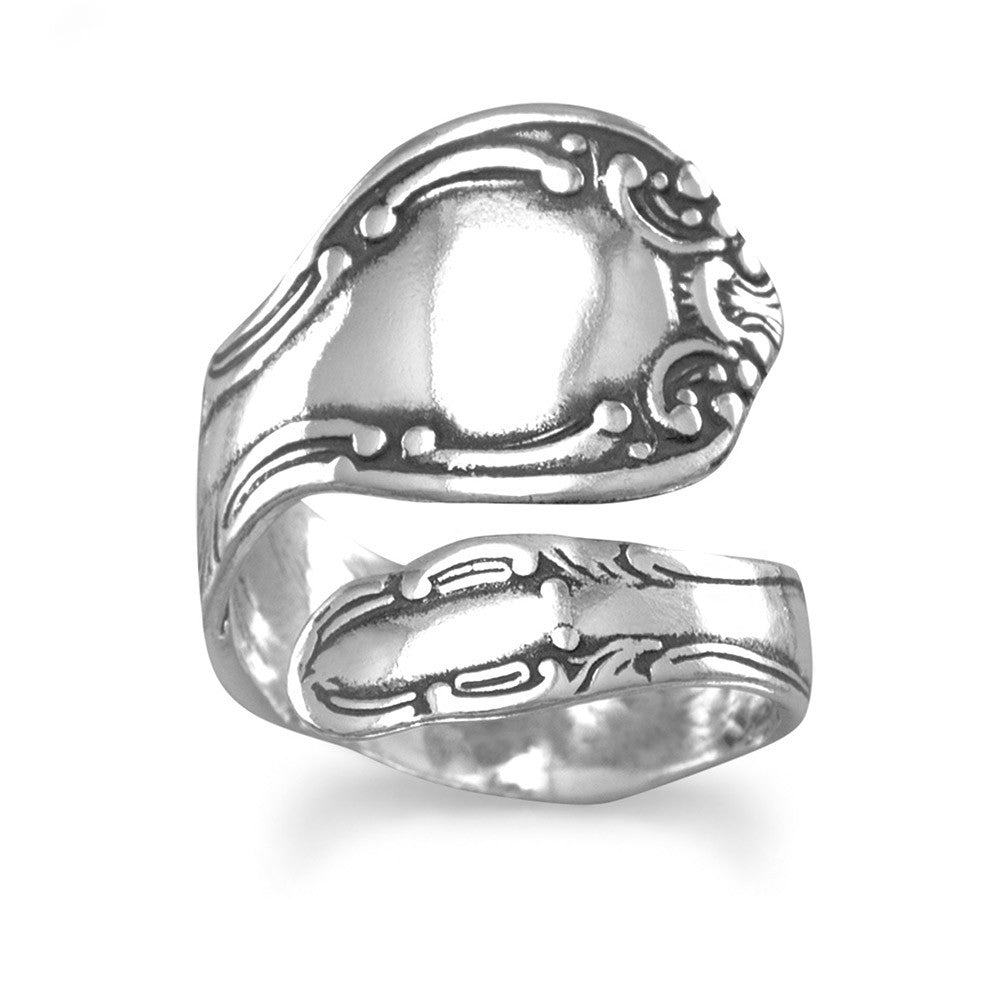 Introducing the Adjustable Oxidized Silver Traditional Style Spoon Ring, crafted from the finest .925 sterling silver. This exquisite piece of jewelry boasts a unique design that is both elegant and timeless. The oxidized finish adds a touch of vintage charm, while the adjustable band ensures a comfortable and secure fit for any finger size.