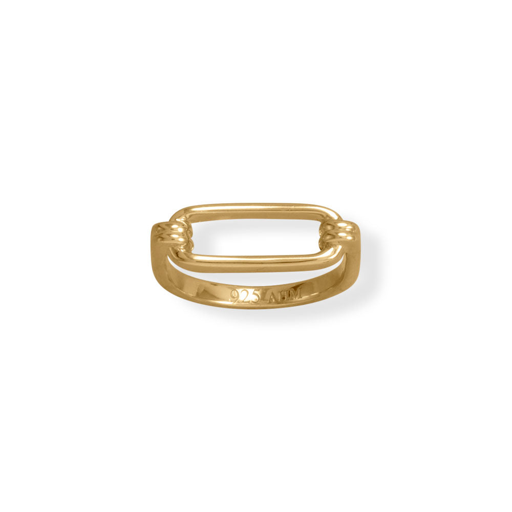 Introducing our sizzling hot trend! Behold the 14K gold plated sterling silver paperclip ring. With a 7.3mm x 21.9mm cutout on a 2.5mm band, it's a bold statement. Available in sizes 6-9. Complete your look with our gold and paperclip link jewelry collection.