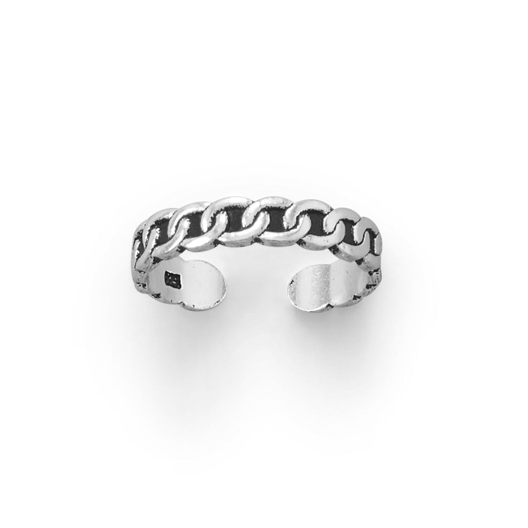 Step up your style game with the Oxidized Sterling Silver Chain Link Toe Ring. Crafted from .925 sterling silver, this stunning piece features an intricate chain link design that exudes elegance and sophistication. The oxidized finish adds a touch of mystique, making it a true work of art. Measuring approximately 3.2 mm, this toe ring is the perfect size for a comfortable fit. The open design allows for adjustability, ensuring a snug and secure fit.