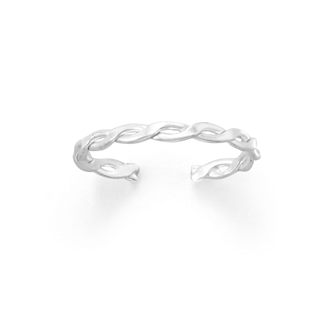 Introducing our exquisite 2mm Polished Sterling Silver Thin Twist Adjustable Toe Ring, a stunning piece of jewelry that exudes elegance and sophistication.