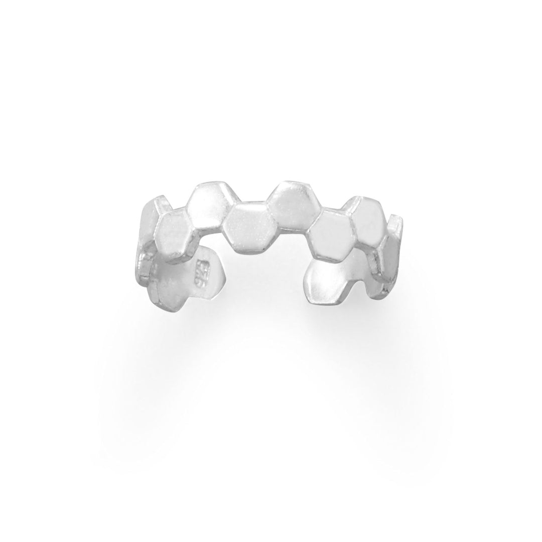 "Exude elegance and style with our exquisite honeycomb design adjustable toe ring. Crafted from high-quality .925 sterling silver, this BEE U T FULL piece is a must-have for any fashion-forward individual. With its adjustable fit and polished finish, it's perfect for any occasion. Pair it with our Bee designed jewelry collection and always BEE stylish. Don't wait, get yours now!"
