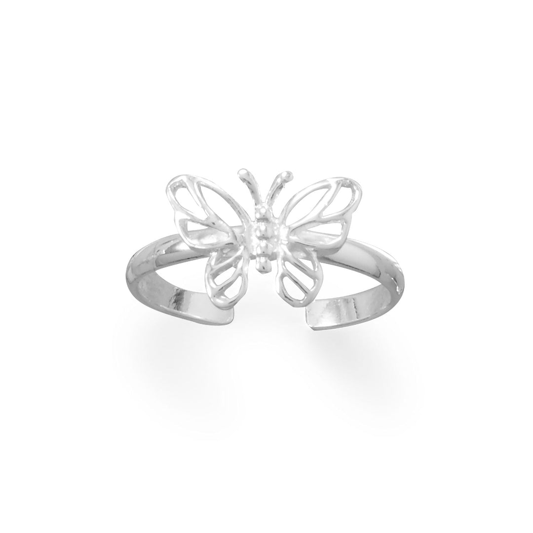 Introducing our stunning butterfly adjustable toe ring, crafted from high-quality .925 sterling silver. With a polished finish and measuring 11.9mm x 8.5mm, this piece is sure to add a touch of elegance to any outfit.