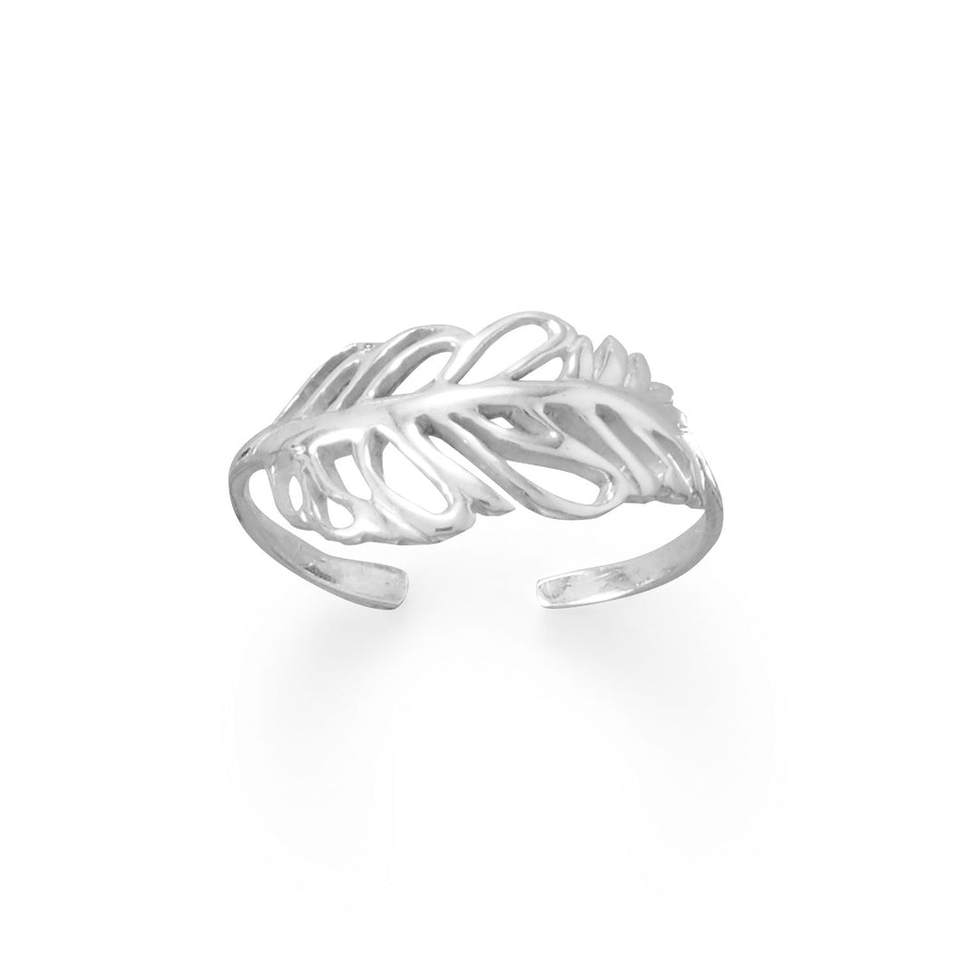 Indulge in elegance with our adjustable sterling silver feather toe ring. The intricate cutout design and .925 silver craftsmanship exude sophistication. Pair with our feather jewelry for a cohesive and stunning look. Elevate your accessory game today.