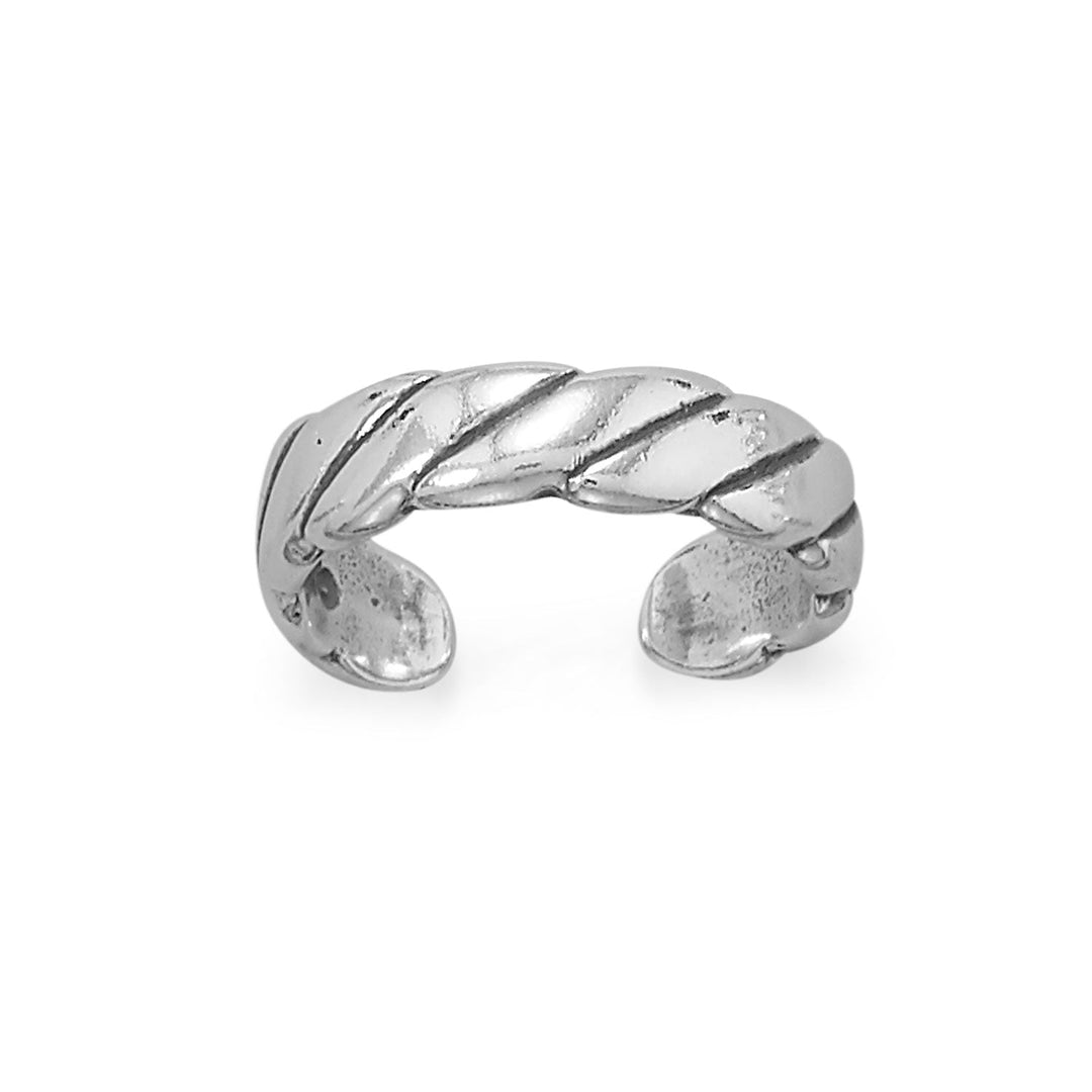 Indulge in elegance and sophistication with the Oxidized Wide Rope Twist Style Toe Ring. Crafted from .925 sterling silver, its vintage charm and exquisite craftsmanship make it a must-have accessory. Its adjustable fit ensures comfort, making it perfect for any occasion.