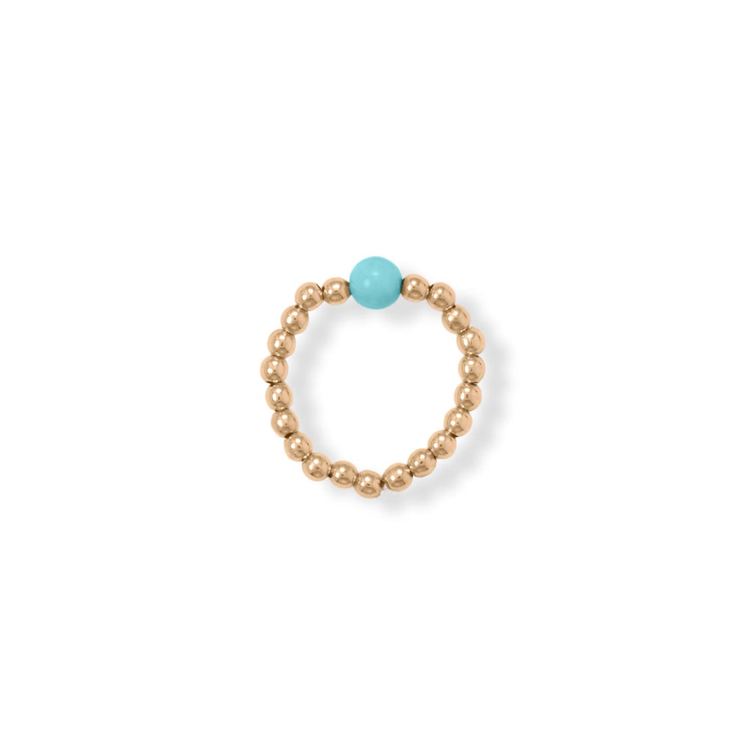 Add a touch of elegance and sophistication to your look with this stunning 14/20 Gold Filled Toe Ring. Crafted with intricate 2.5mm beads and a vibrant 4mm Reconstituted Turquoise centerpiece, this ring is both durable and affordable. The stretchable band ensures a comfortable fit, making it a must-have accessory for anyone who wants to look pretty from head to toe.