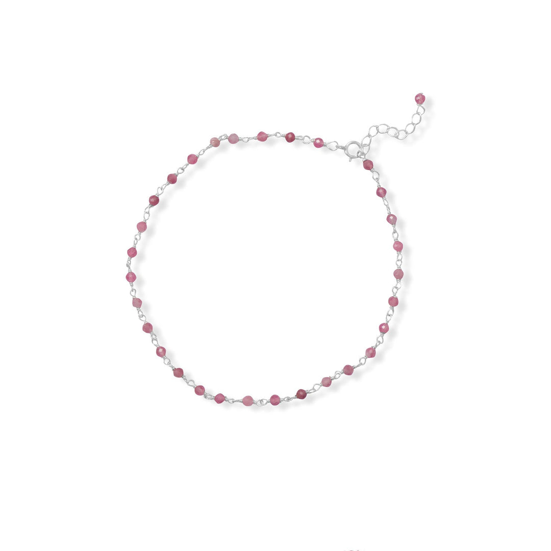 Looking for a way to add some pizzazz to your wardrobe? Look no further than this adorable anklet! With its stunning pink tourmaline beads and high-quality .925 sterling silver construction, this piece is sure to turn heads. And with its adjustable length, it's the perfect fit for any ankle.