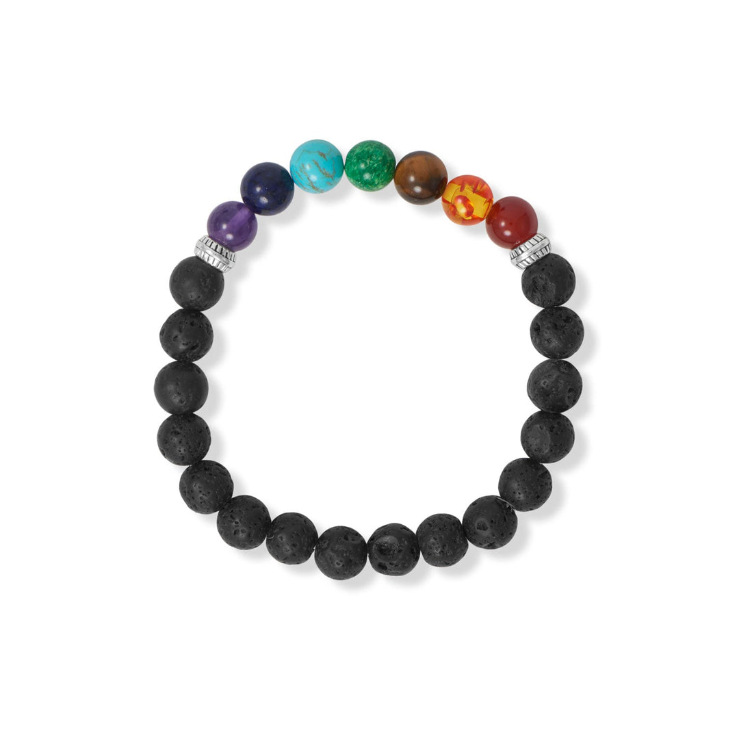 This bracelet features 8mm faceted amethyst, clear quartz, carnelian, yellow jasper, green aventurine, and blue quartz, each possessing unique and powerful healing properties. Please note that stone colors may vary, adding to the individuality of each piece. Crafted with base metal, this fashion jewelry piece is suitable for both men and women, making it a versatile addition to any jewelry collection.