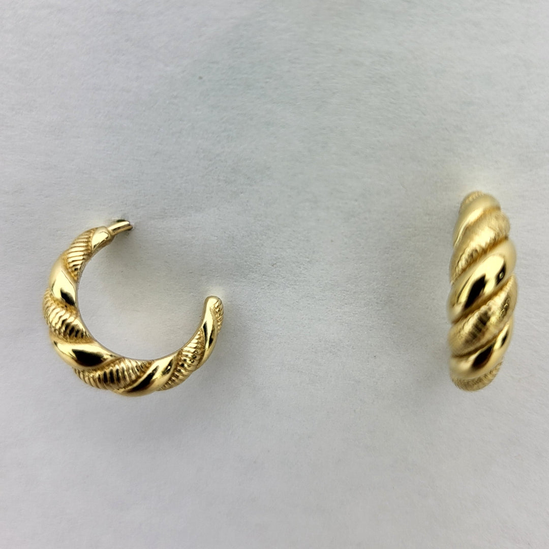 14 Karat Gold Alternating Textured Twist Earrings