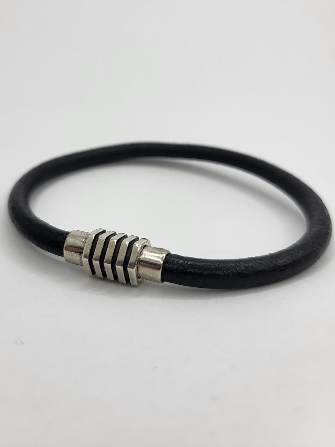 Side view of the leather bracelet.