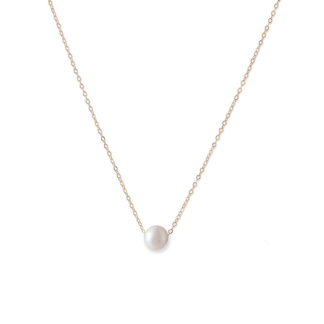 14 Karat Gold Necklace with Floating Pearl