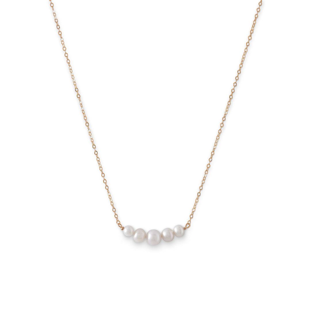 Refined Pearl Elegance: 14 Karat Gold Pearl Necklace