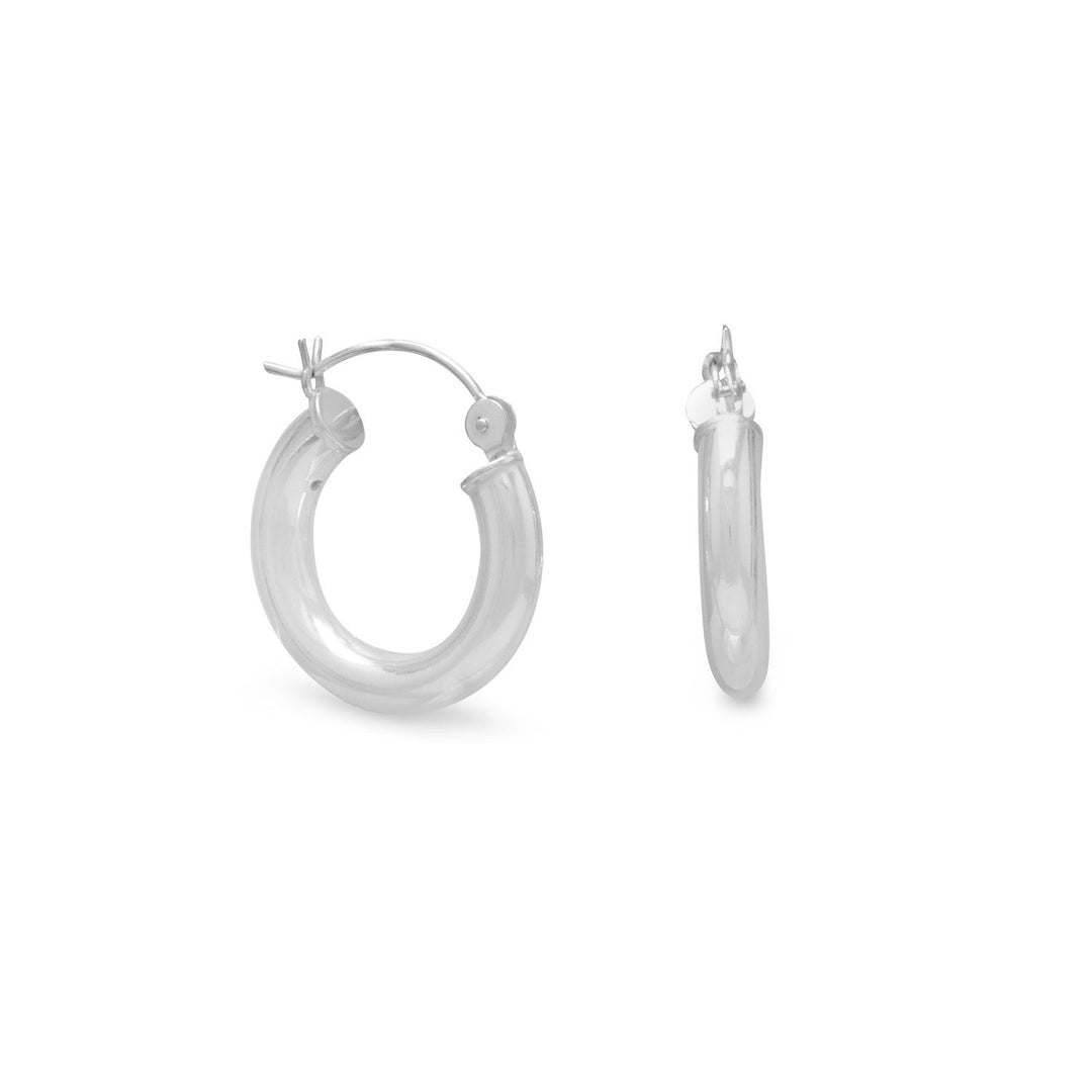 Sterling SIlver 4mm x 20mm Click Hoop Earrings