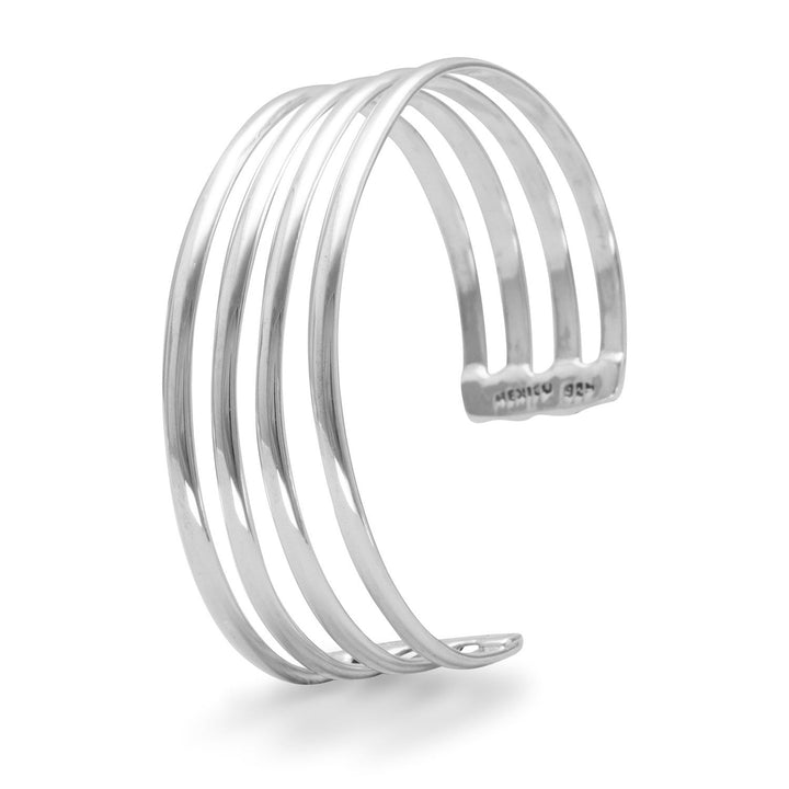 Polished Sterling Silver 4 Row Cuff