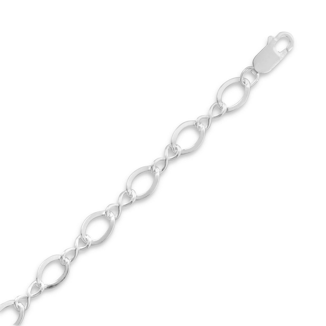 Our .925 sterling silver figure 8 charm bracelet is a stylish and elegant accessory that will enhance any outfit. With a length of 9 inches and a 5.5mm charm bracelet, it is the perfect size for most wrists. The lobster clasp closure ensures easy and secure wear. Crafted from polished sterling silver, this bracelet is a must-have for those looking to add a touch of sophistication to their wardrobe.