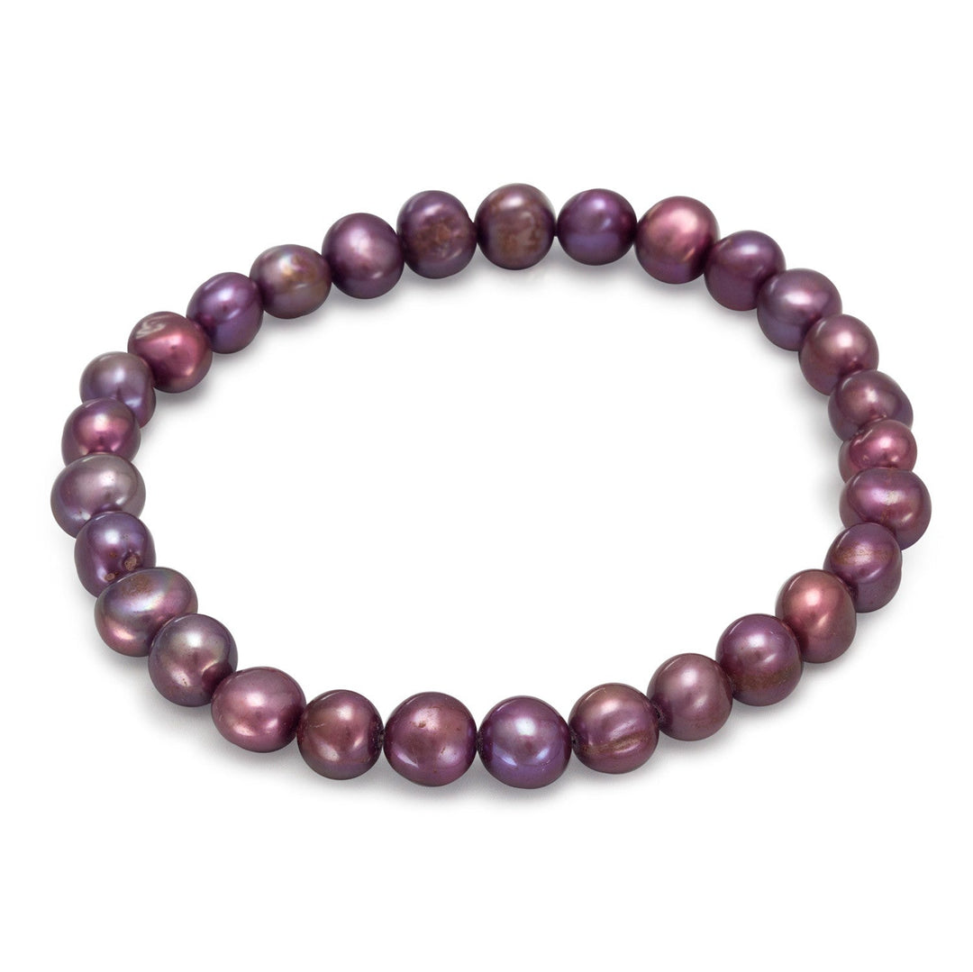 Introducing our exquisite 7" dyed maroon cultured freshwater pearl stretch bracelet, a stunning piece of jewelry that exudes elegance and sophistication. Cultured freshwater pearls are a type of pearl that is grown in freshwater mussels, making them a sustainable and eco-friendly choice. The pearls used in this bracelet are approximately 6mm - 7mm in size, ensuring a delicate and refined appearance.