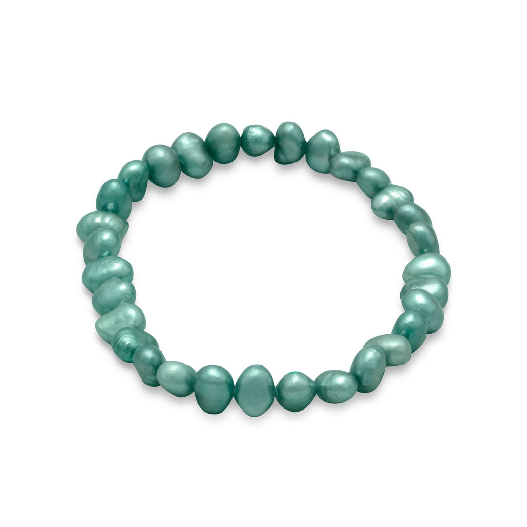 Introducing our exquisite 7" dyed sage cultured freshwater pearl stretch bracelet, a stunning piece of jewelry that exudes elegance and sophistication. Crafted with the finest quality cultured freshwater pearls, this bracelet boasts a lustrous finish that is sure to catch the eye of any beholder.
