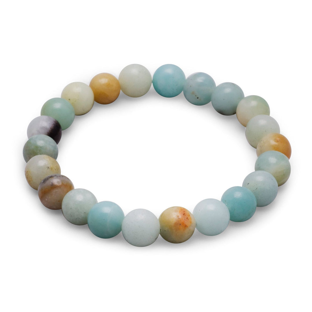 Introducing the exquisite 8mm stretch bracelet crafted from the alluring gemstone, Amazonite. This remarkable piece of jewelry is designed to captivate the senses with its unique blend of green and blue hues, reminiscent of the lush rainforests and tranquil oceans.