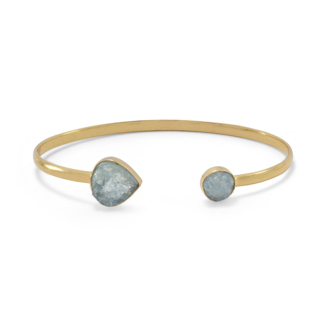 14 Karat Gold Aquamarine Cuff Bracelet