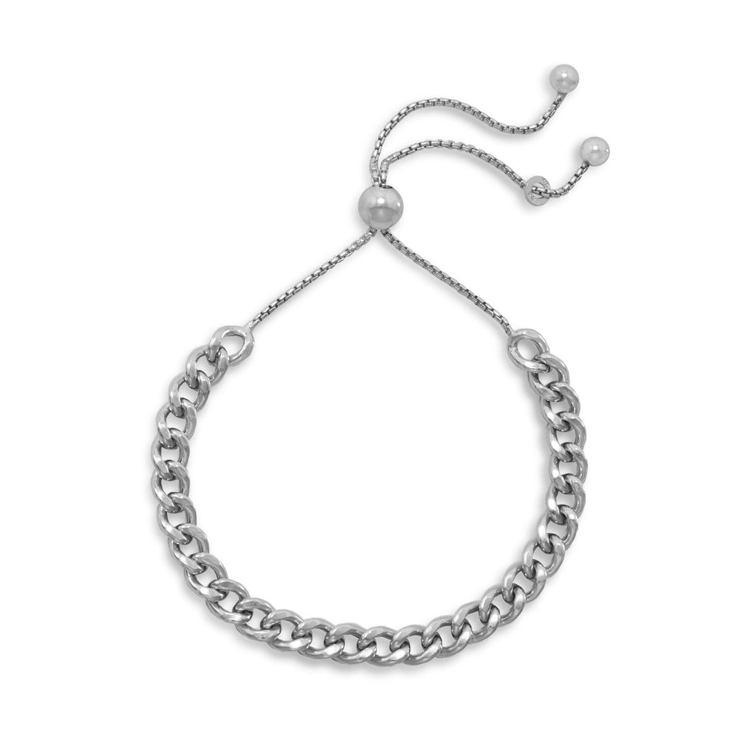 Indulge in the opulence of our adjustable rhodium plated sterling silver curb and box chain bolo bracelet. The masculine design exudes sophistication, while the rhodium plating ensures longevity. Made in Italy, this .925 sterling silver piece pairs perfectly with our roman glass collection. A truly exquisite gift for the special man in your life.