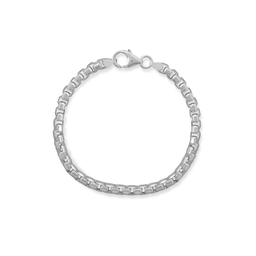 Introducing our everyday classic, the 8.5" rounded box chain bracelet. Made in Italy from .925 sterling silver, this elegant piece features interlocking links for a seamless appearance. Its simplicity and versatility make it perfect for any occasion. With its secure lobster clasp closure, you can wear it with confidence. Add this stunning and valuable chain to your jewelry collection today.