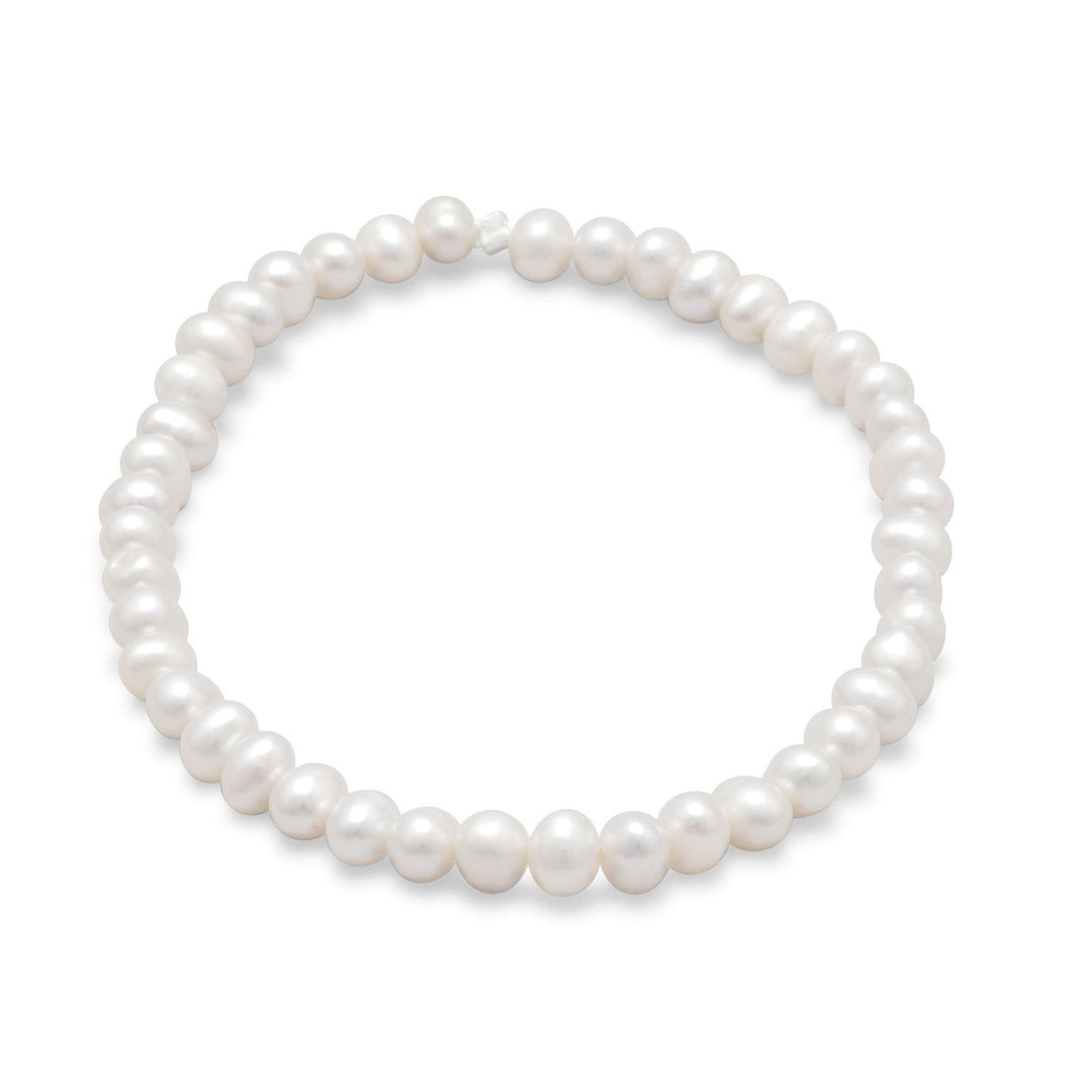 4-5mm white cultured freshwater pearl stretch bracelet.