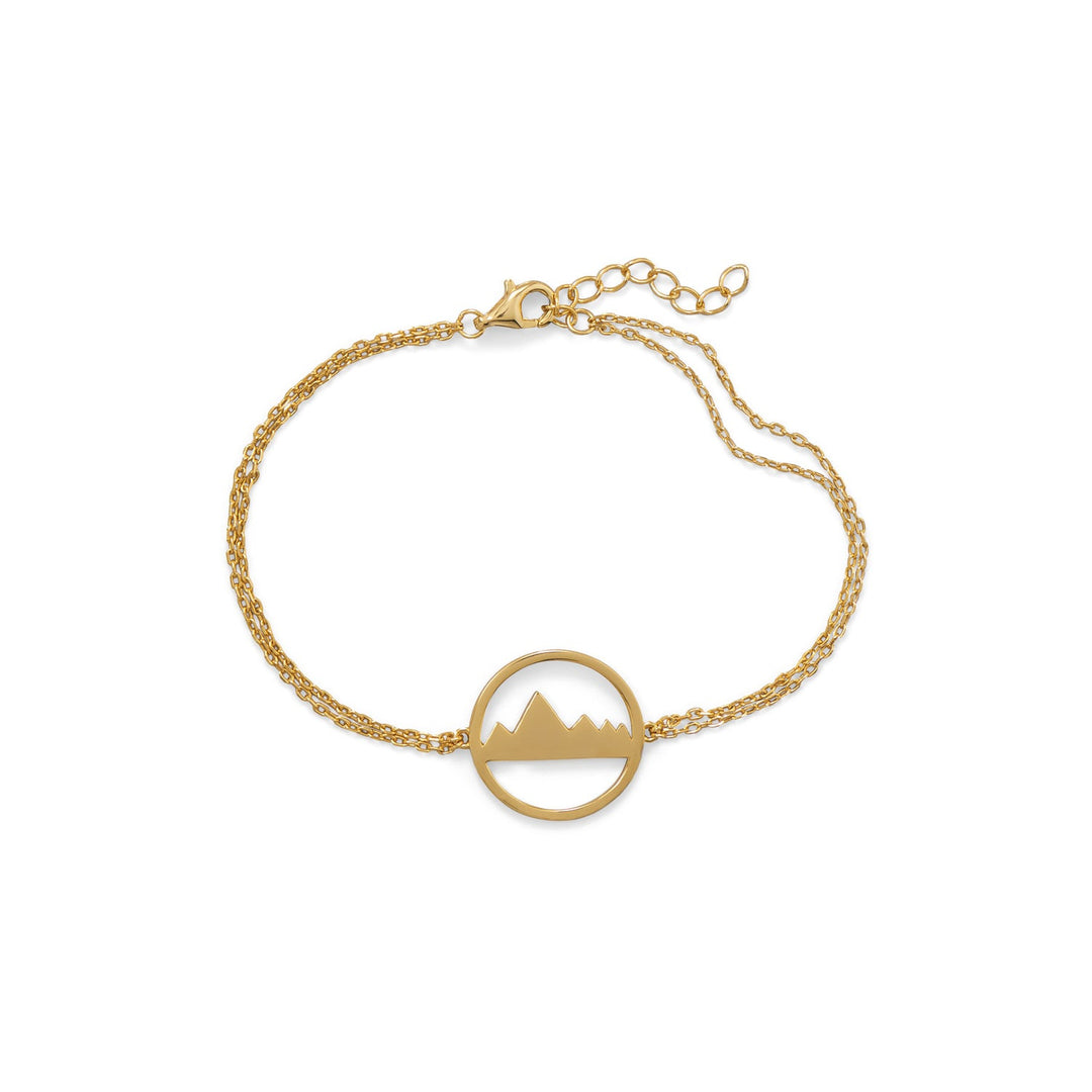 Introducing our stunning 14k gold plated sterling silver mountain range bracelet! It's 6.5" + 1" extension with a lobster clasp closure. Perfect for adventurers and those who have overcome challenges. Matches our gold peak jewelry.