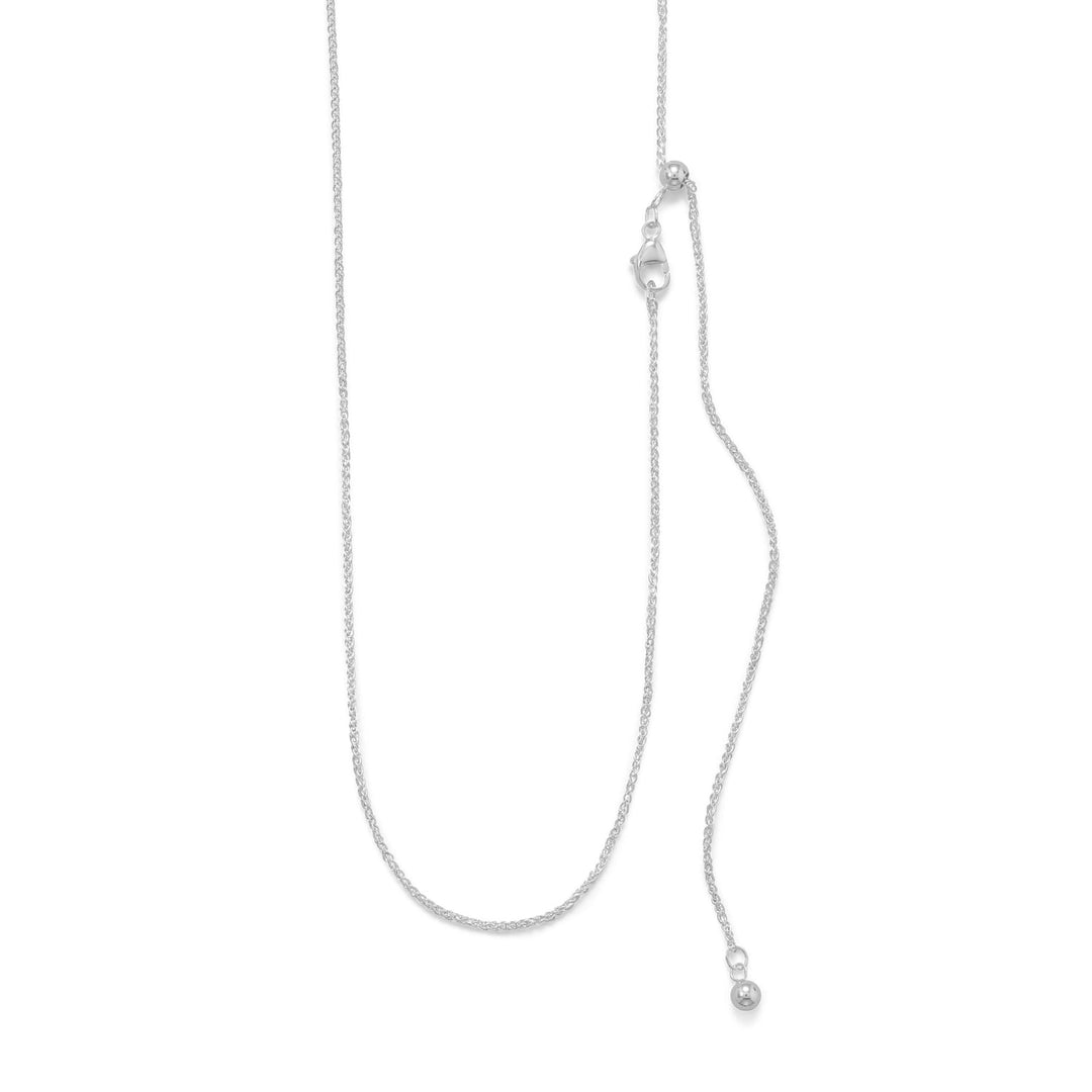 Indulge in the exquisite Adjustable Sterling Silver 1.1mm French Wheat Chain, crafted in Italy with the finest .925 Sterling Silver. Its intricate wheat pattern and adjustable length exude elegance and versatility, making it a luxurious addition to any jewelry collection.