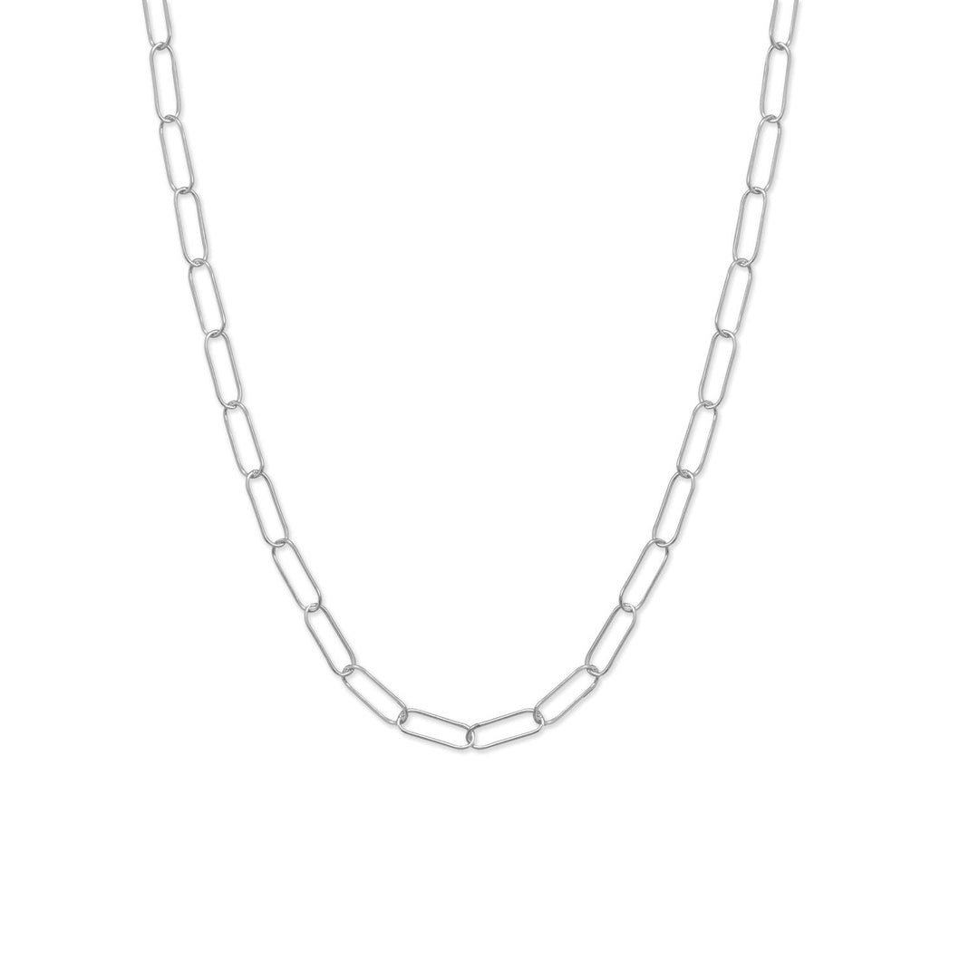 Hot Trend Alert!!! 18" rhodium plated sterling silver paperclip style link necklace features a lobster clasp closure. Links measure 5mm x 15mm. .925 Sterling Silver   