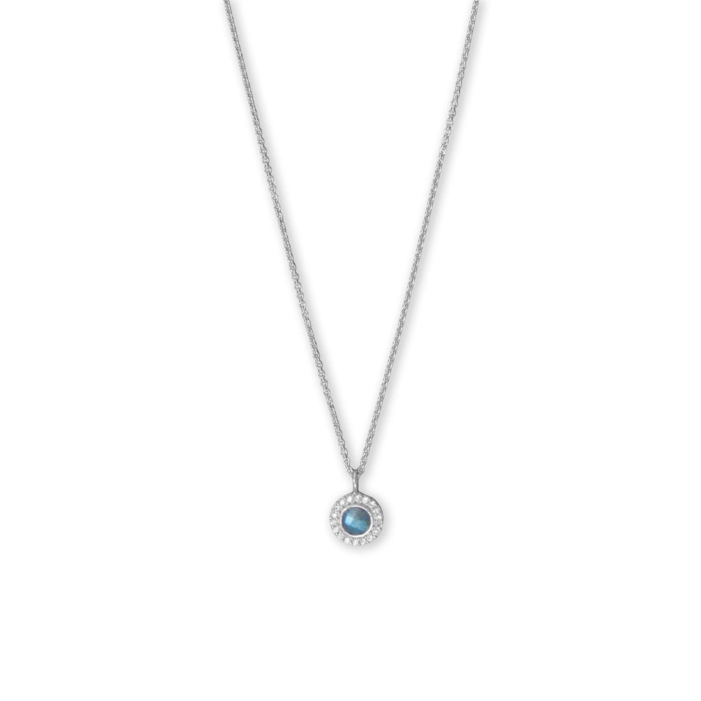 Luxe Labradorite! Sterling Silver Labradorite Cubic Zirconia Halo Necklace