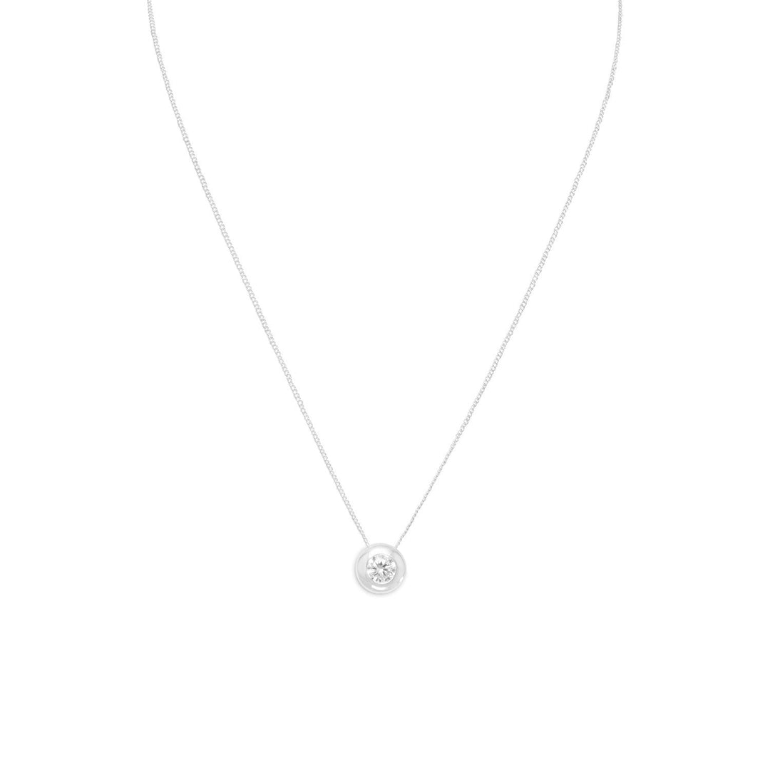 Introducing our exquisite 1mm wide chain with a stunning 6mm bezel set cubic zirconia. Delicate and feminine, this .925 Sterling Silver necklace is a perfect gift for your loved one. Pair it with our other dazzling cubic zirconia and sterling silver jewels for a truly mesmerizing look.